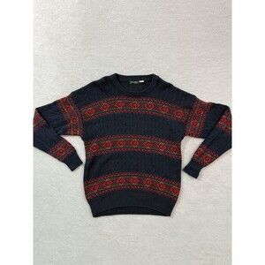 Vintage 90s Stefano Man Grandpa Knit Crewneck Sweater Large Blue Rasta Colors